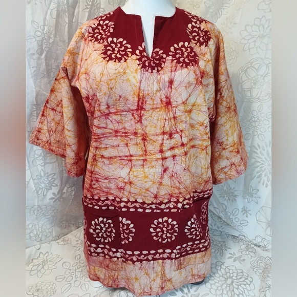African Batik Long Cotton Shirt - Picture 2 of 8